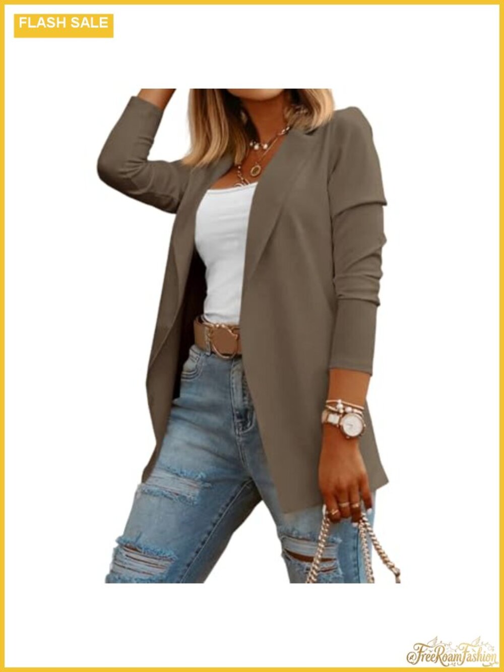Womens Casual Long Sleeve Knit Blazer Work Business Office Open Front